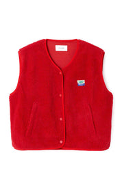 Fleeceweste HOKTOWN mit V-Ausschnitt - Love - Rot