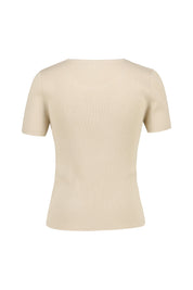 T-Shirt aus Rippstrick - 104 Sand - Blau