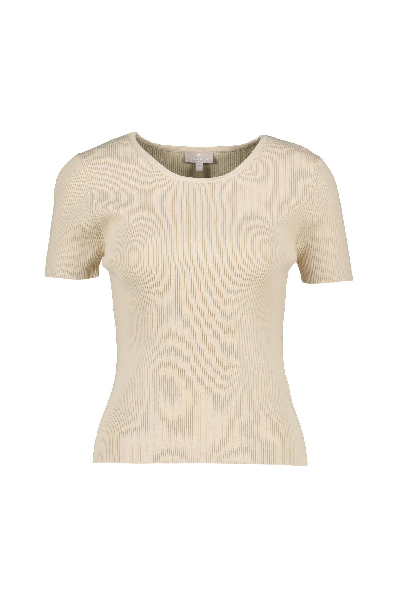 T-Shirt aus Rippstrick - 104 Sand - Blau