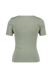 T-Shirt aus Rippstrick - 121 Khaki - Grün