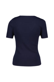 T-Shirt aus Rippstrick - 112 Navy - Blau