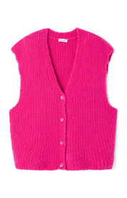 Strick-Cardigan ZOLLY aus Wollmix - Pink Fluo Chine - Pink