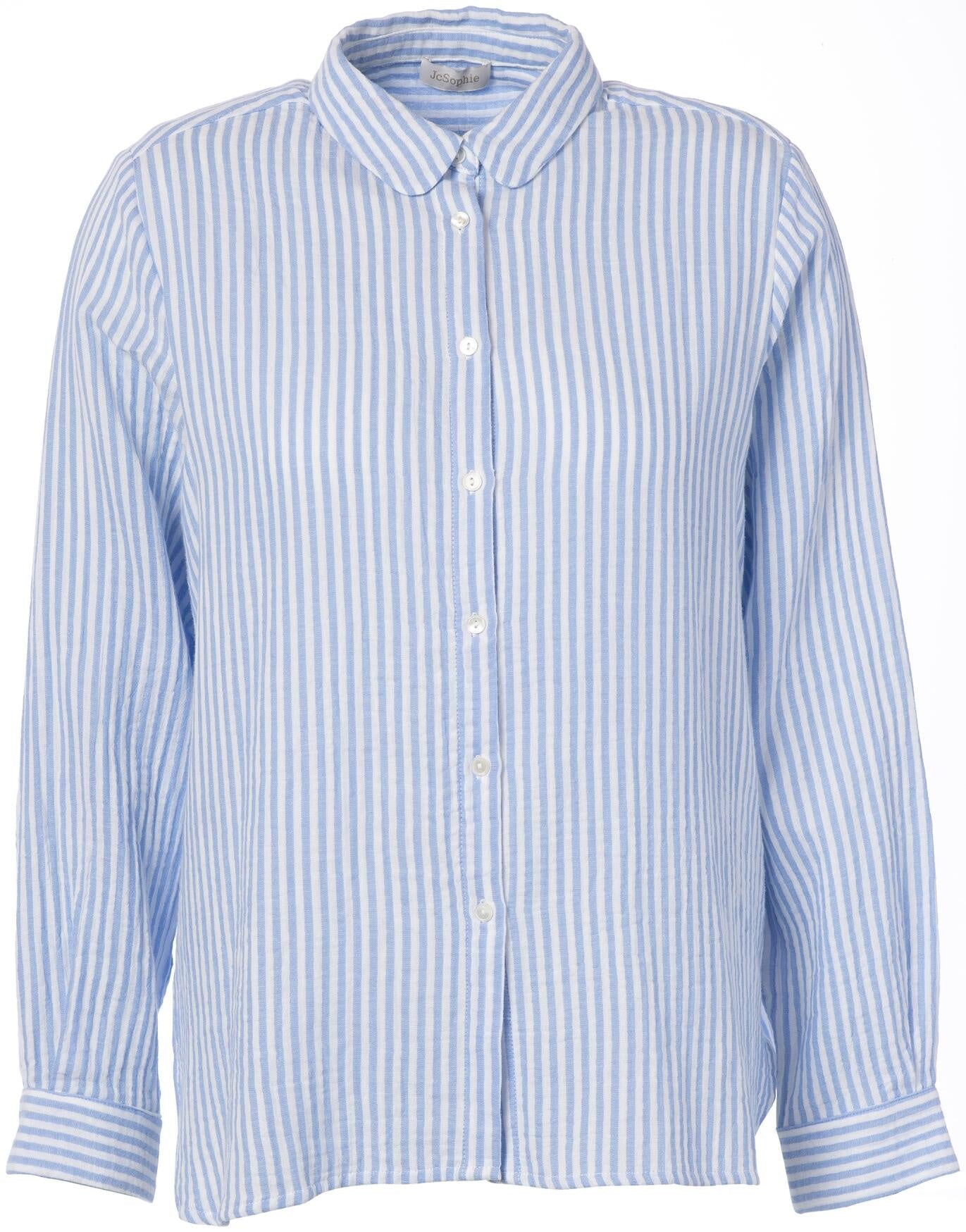 Bluse gestreift aus Baumwolle - 150 Blue - Blau | Weiß