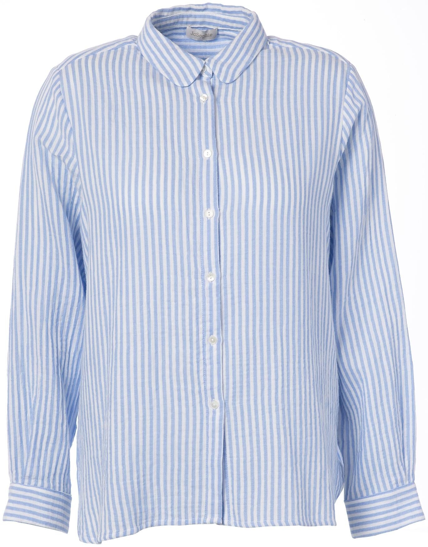 Bluse gestreift aus Baumwolle - 150 Blue - Blau | Weiß