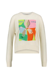 Strickpullover aus Kaschmir-Mix - 261107 Superwhite Multi - Creme