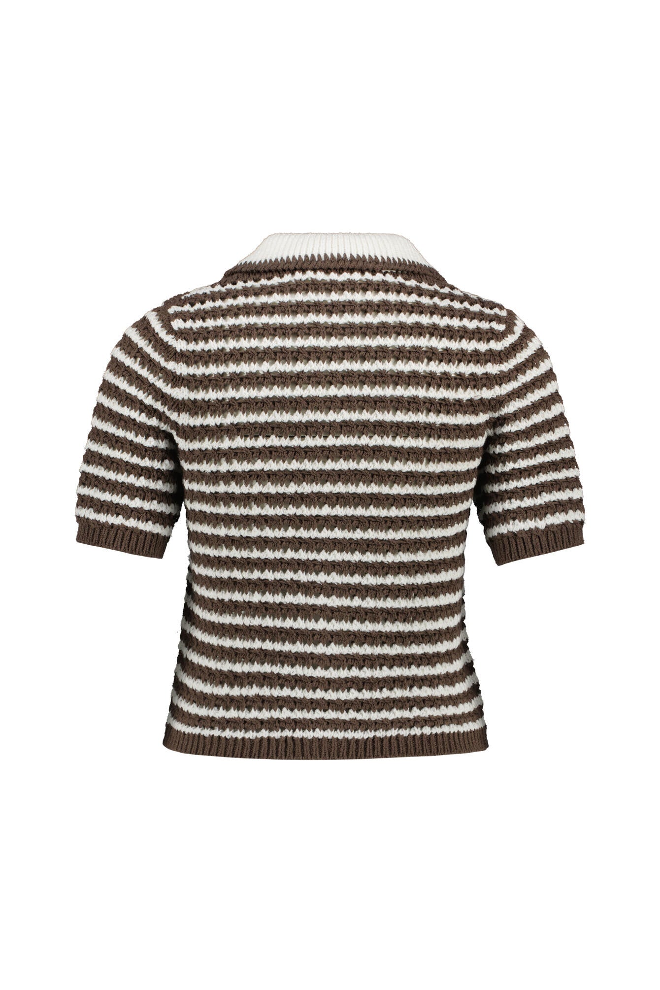 Strickcardigan aus Baumwollmix - Stripe Coffee Ecru - Braun