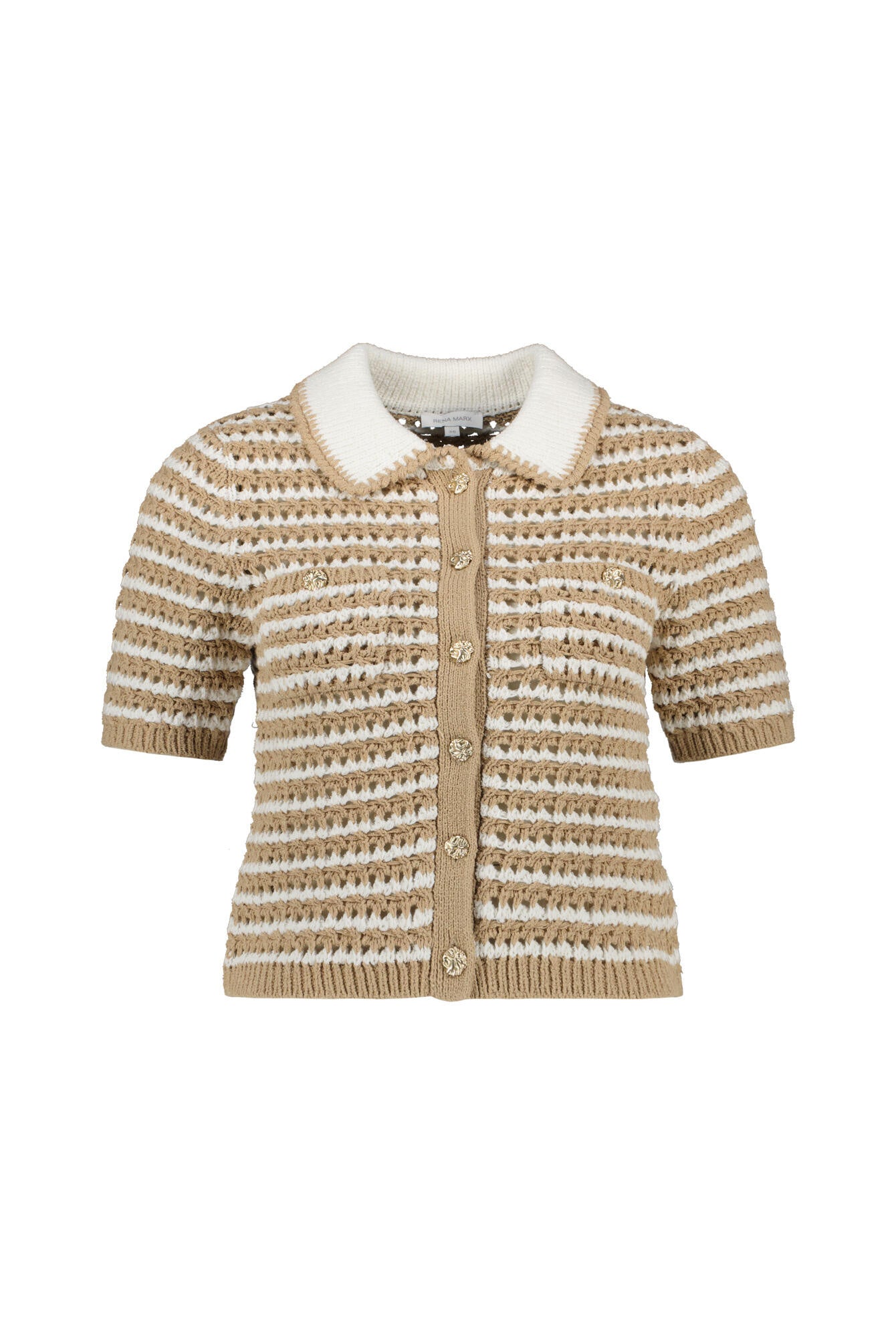 Strickcardigan aus Baumwollmix - Stripe Caramel Ecru - Braun