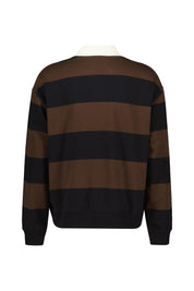 Langarmpoloshirt aus Bio Baumwolle - Brown Stripe - Braun