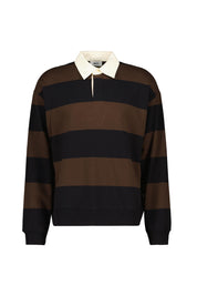 Langarmpoloshirt aus Bio Baumwolle - Brown Stripe - Braun