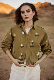 Overshirt LAURA aus Baumwolle - 168 Army Green - Khaki