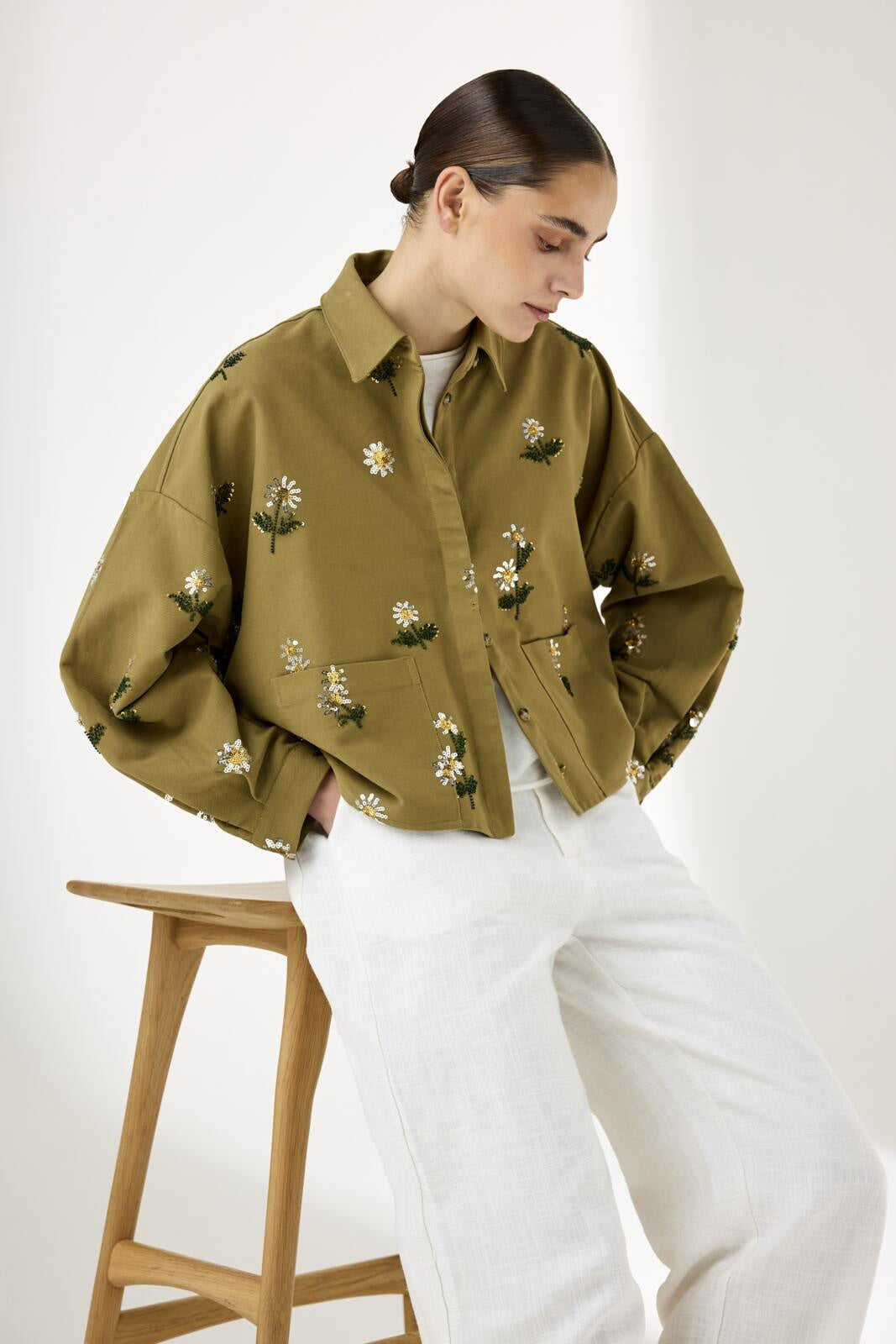 Overshirt LAURA aus Baumwolle - 168 Army Green - Khaki
