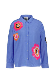 Bluse gestreift mit Paillettendetail - Blue White - Blau