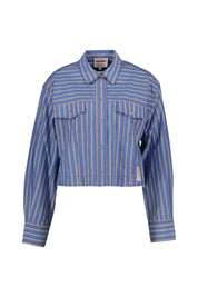 Bluse gestreift Cropped Fit - Blue - Blau