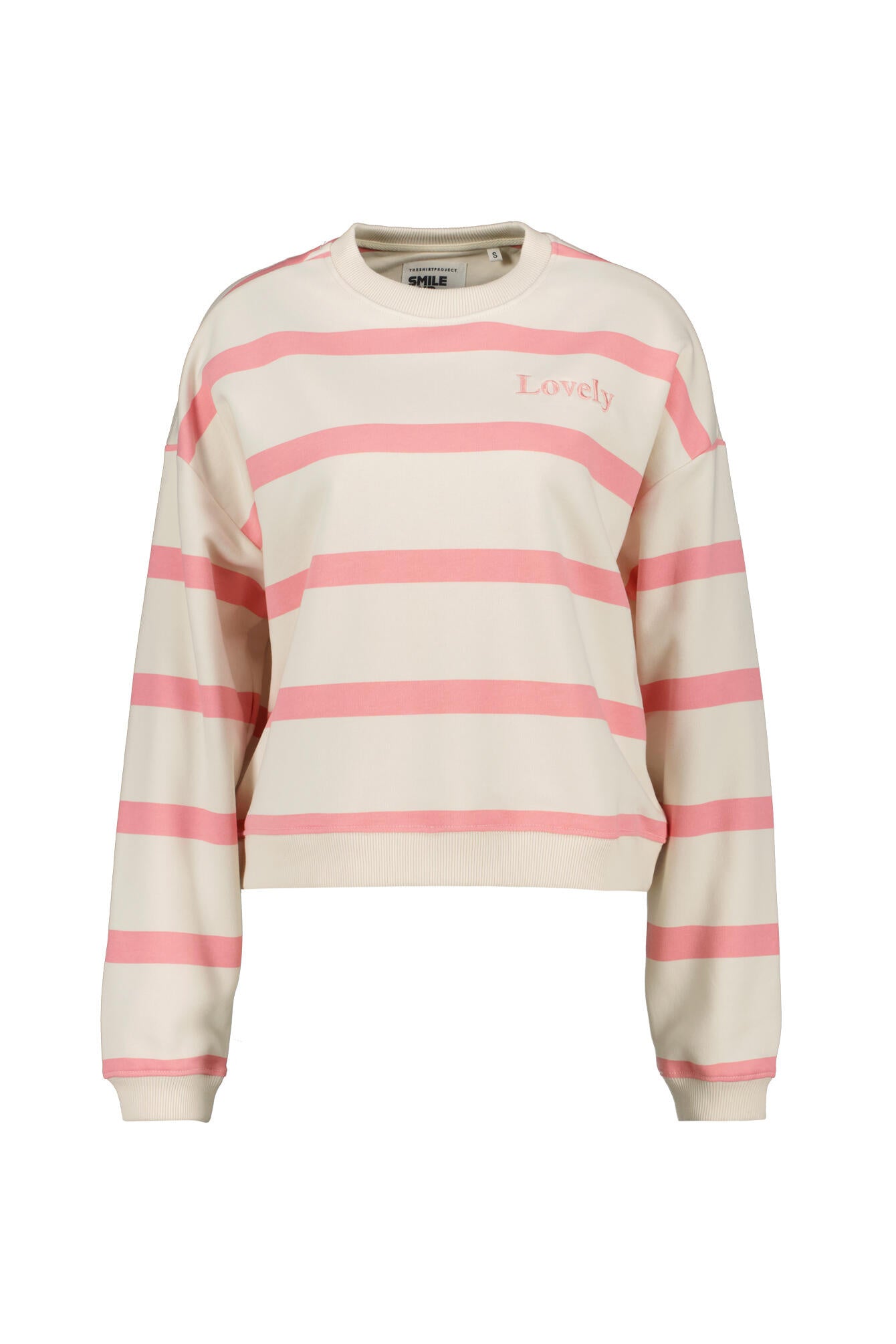 Sweatshirt Oversized Fit - 10811-10810 Ecru Flmingo - Pink