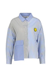 Bluse gestreift Boxy Fit - Mix and Match - Blau