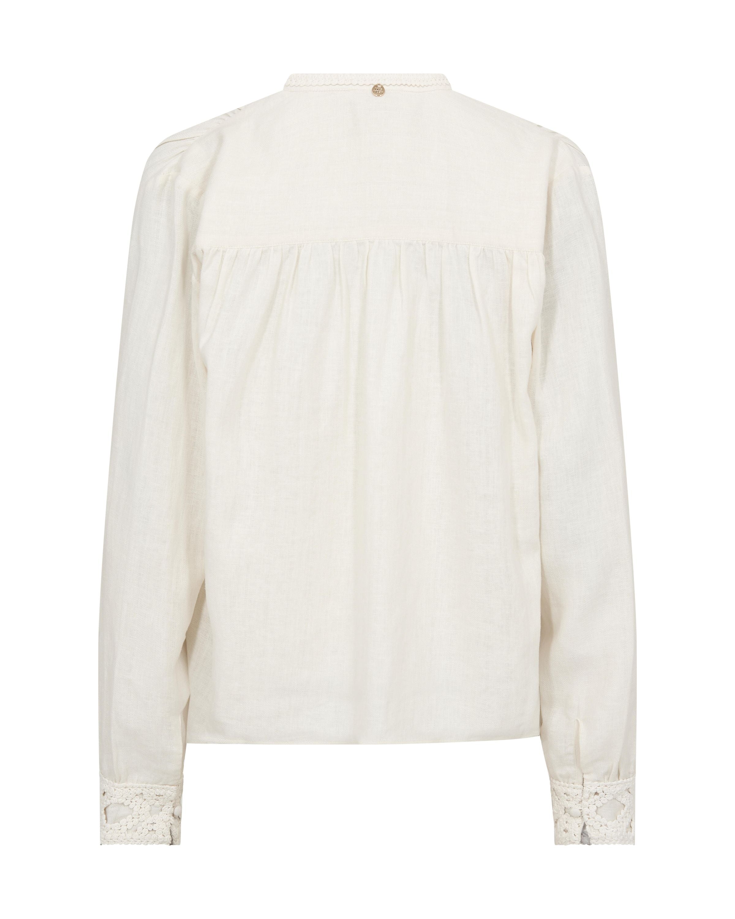 Leinenbluse EVANDA mit V-Ausschnitt - 180 Ecru - Creme