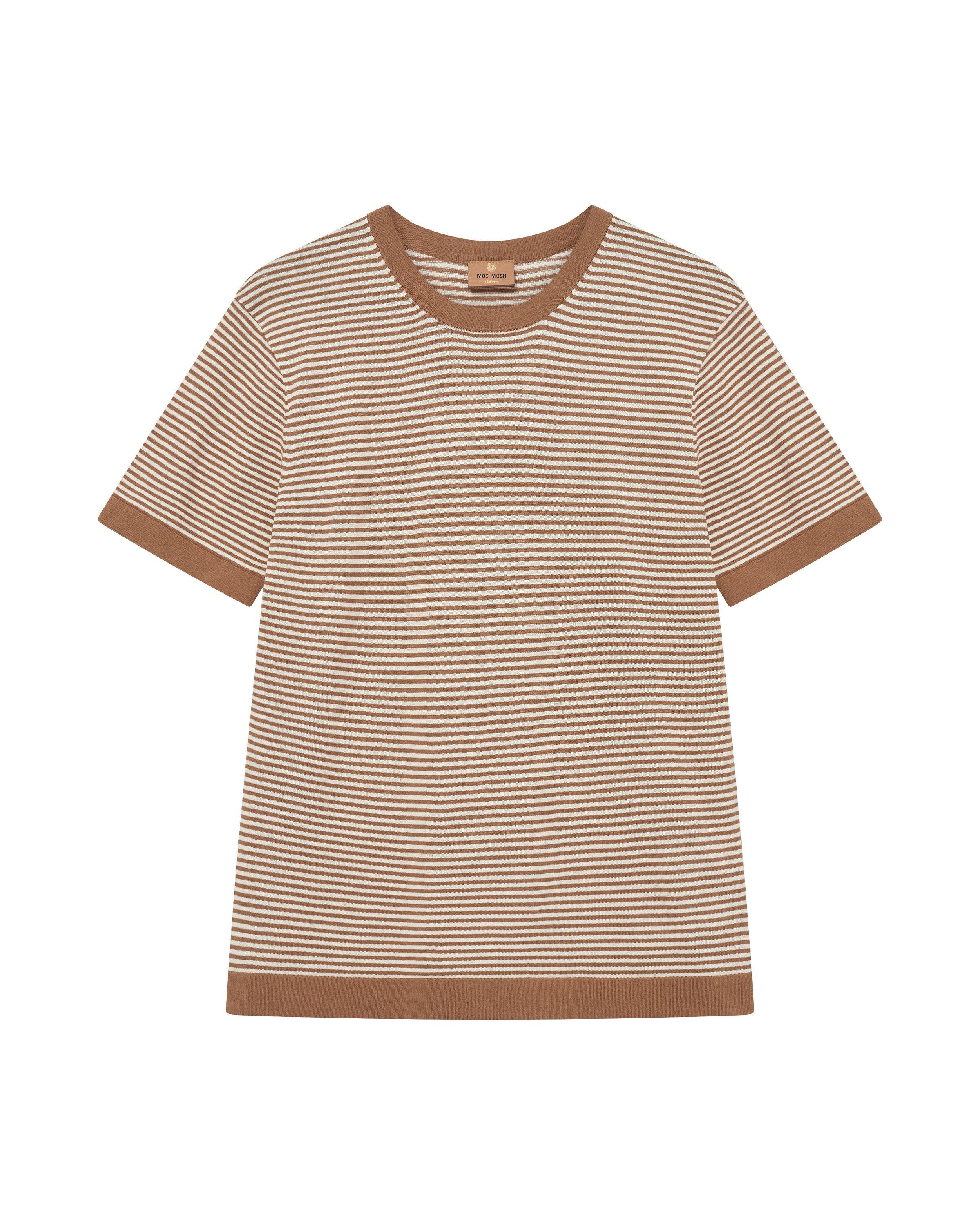 Leinenshirt CROWE gestreift - 675 Toasted Coconut - Braun