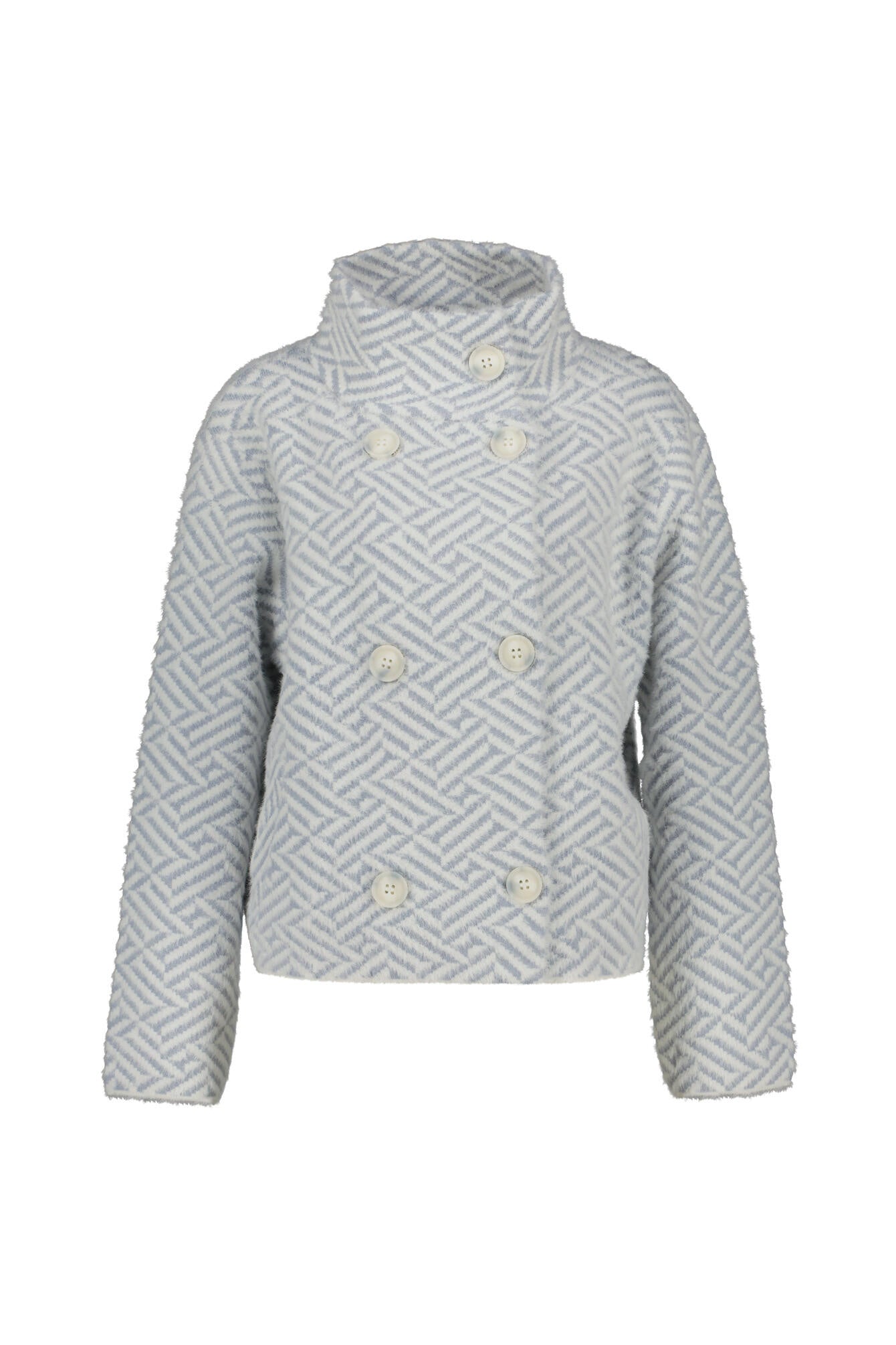 Strickjacke BETH mit Stehkragen - Light Blue - Blau