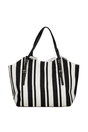 Strandtasche BRECK - Black and White Stripe - Schwarz