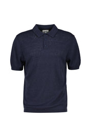 Poloshirt aus Leinenmix - Navy - Blau
