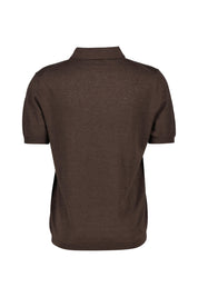 Poloshirt aus Leinenmix - Chocolate - Braun