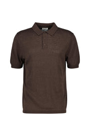 Poloshirt aus Leinenmix - Chocolate - Braun