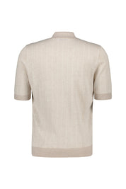 Strickpoloshirt Regular Fit aus Leinen-, Baumwollmix - 110 - Beige