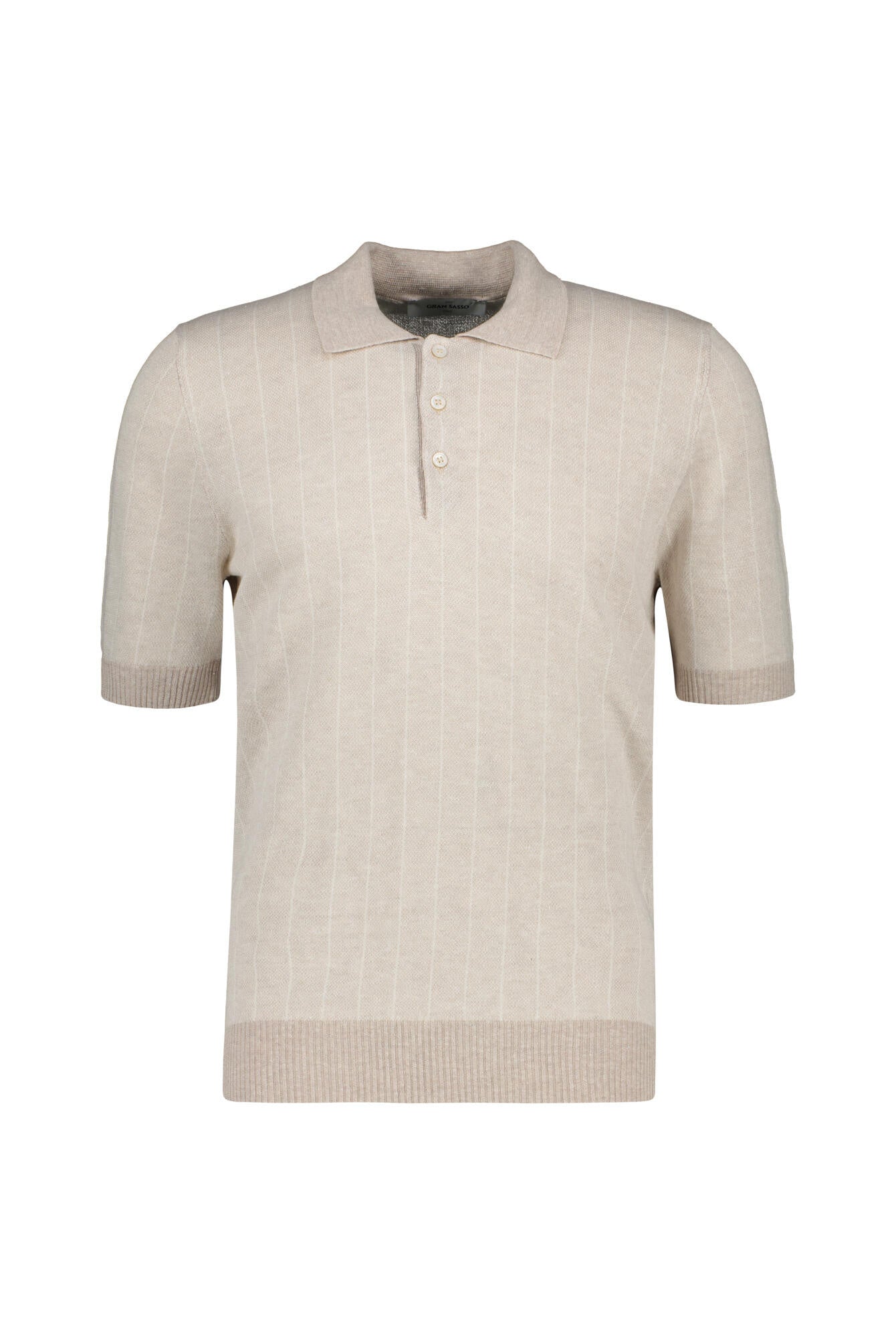 Strickpoloshirt Regular Fit aus Leinen-, Baumwollmix - 110 - Beige