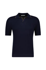 Strickpoloshirt Regular Fit aus Baumwolle - 598 - Blau