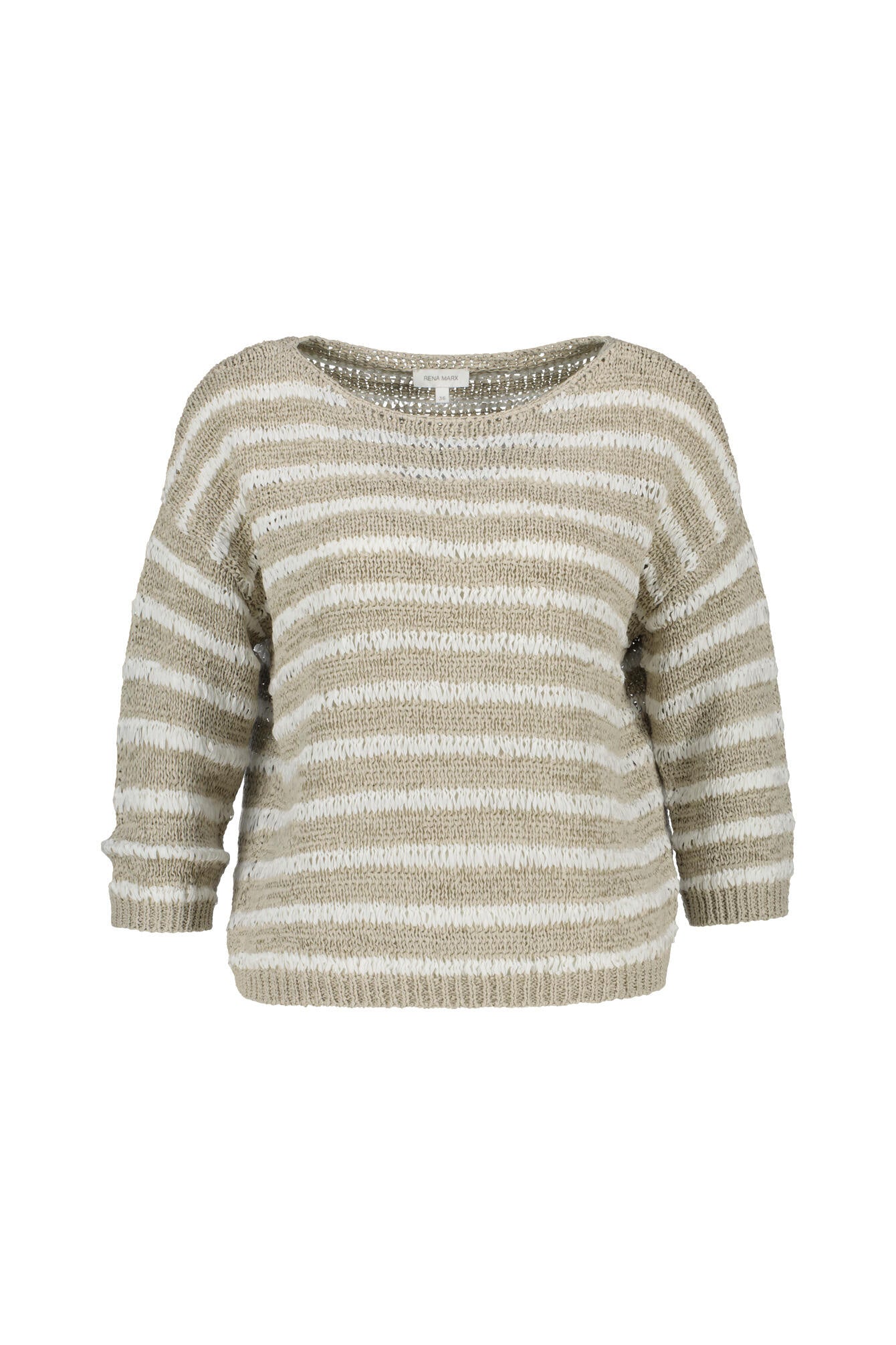 T-Shirt aus Baumwollmix - 162 Stripe Offwhite - Beige