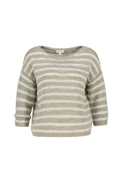 T-Shirt aus Baumwollmix - 162 Stripe Offwhite - Beige