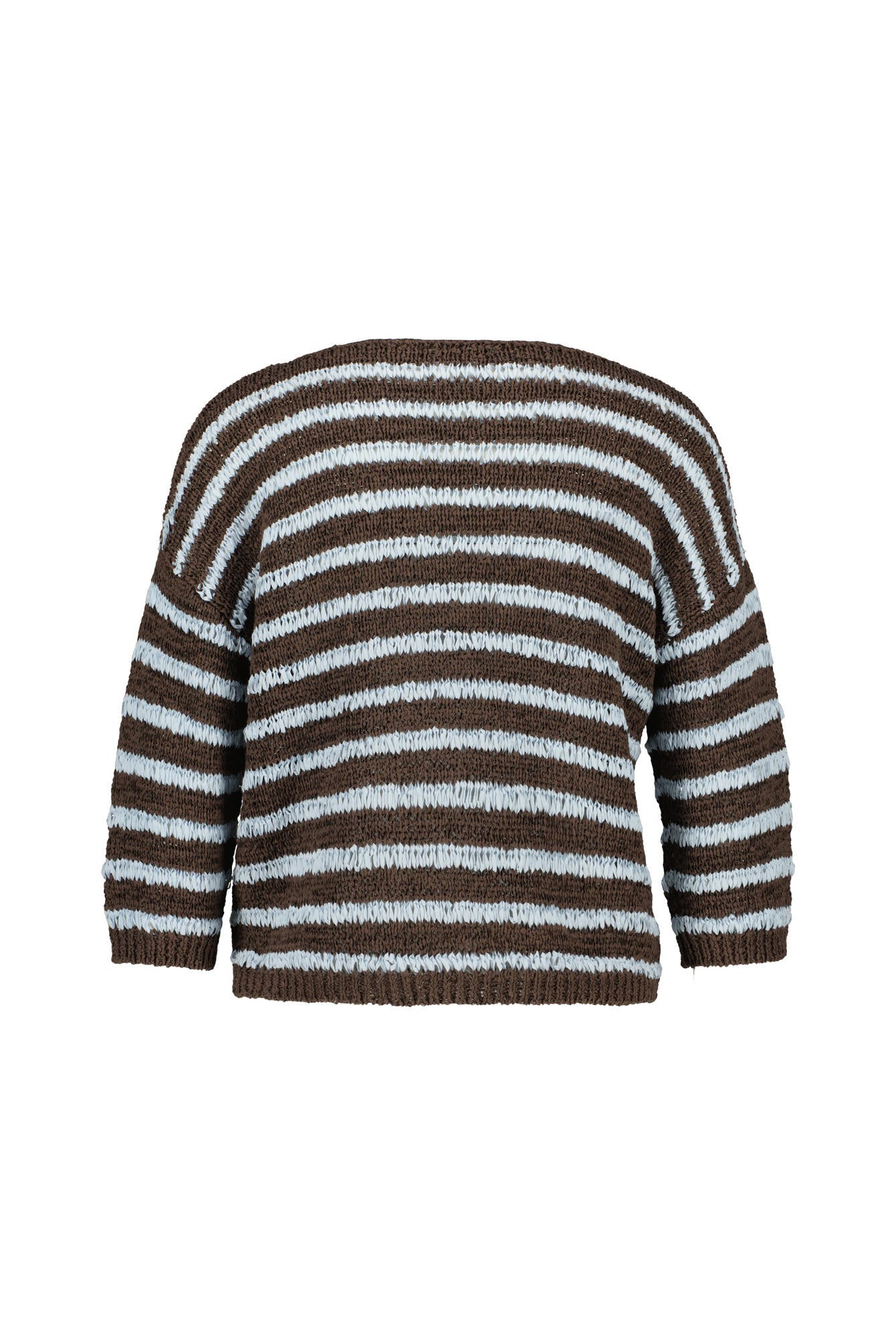 T-Shirt aus Baumwollmix - 163 Stripe Bleu - Braun