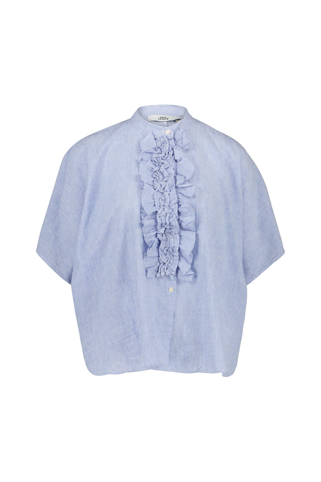 Bluse Regular Fit aus Leinen-, Baumwollmix - 0002 - Blau