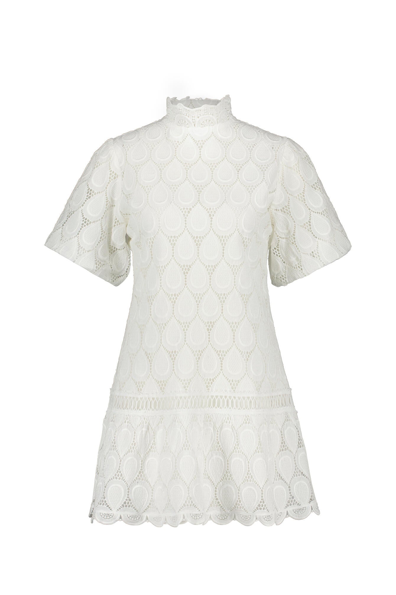 Spitzenkleid Mini CUEBEBE - Bianco - Weiß