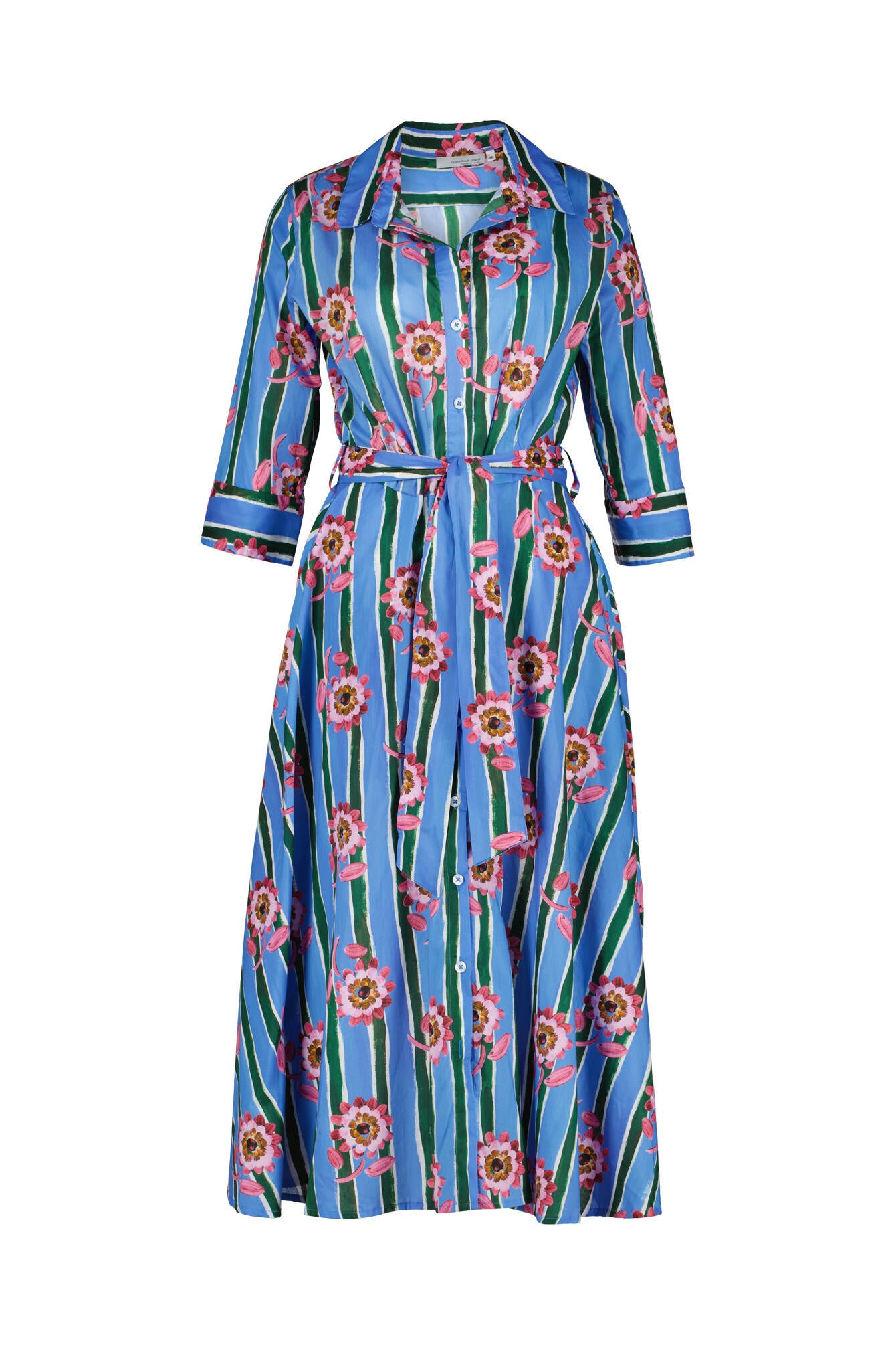 Midikleid aus Baumwolle - Blau | Grün