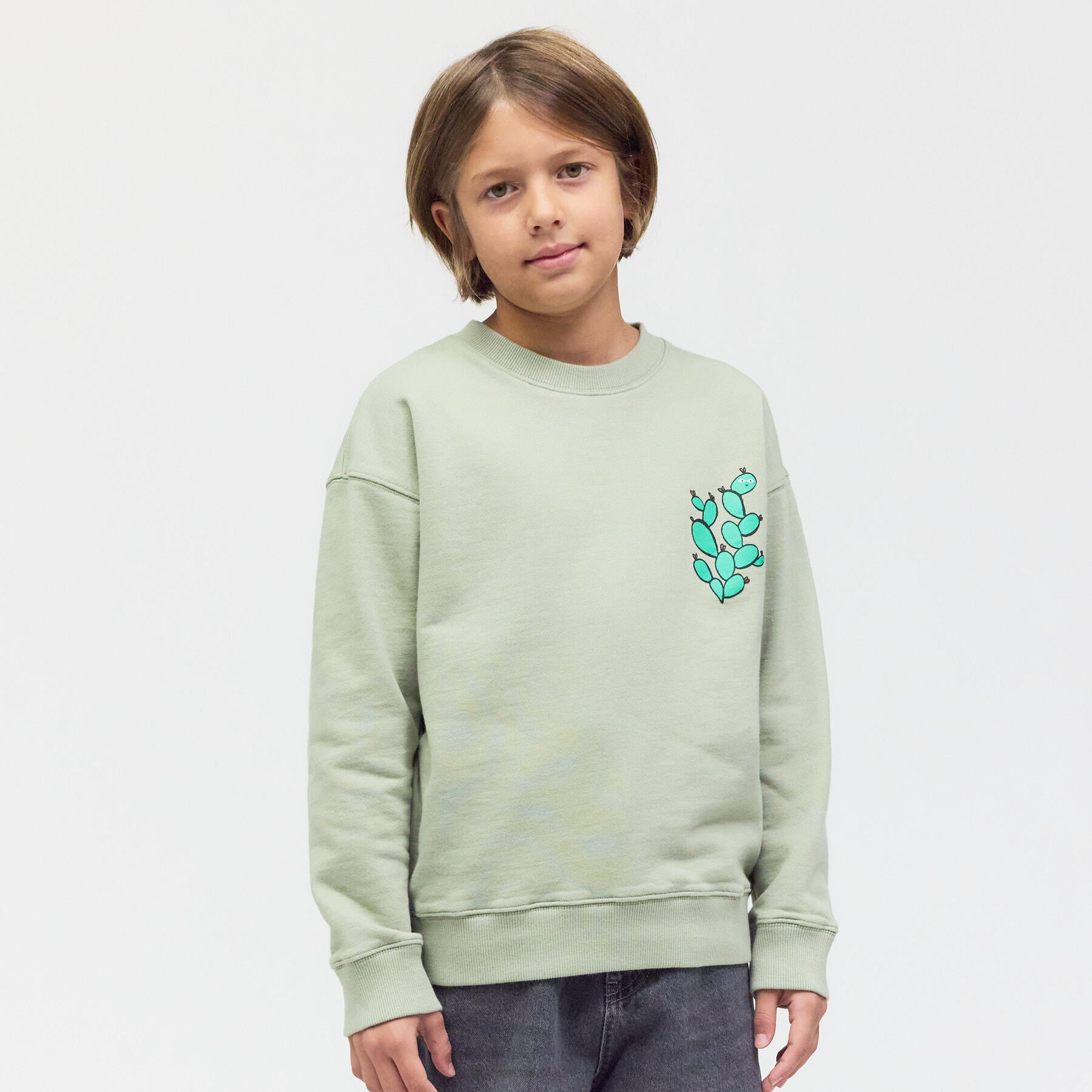 Sweatshirt CHECKER TOBI Relaxed Fit - Sage Green - Grün