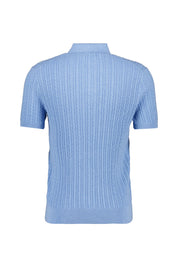 Strick-Poloshirt mit Zopfstrickmuster - 1057525-ZYNO-LIGHT BOLEITE BLU - Blau