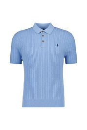 Strick-Poloshirt mit Zopfstrickmuster - 1057525-ZYNO-LIGHT BOLEITE BLU - Blau