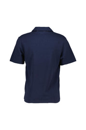 Strick-Poloshirt aus Baumwollmix - 166-NAVY BLUE - Blau