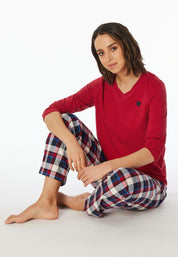 Langer Schlafanzug - 500-rot - Rot