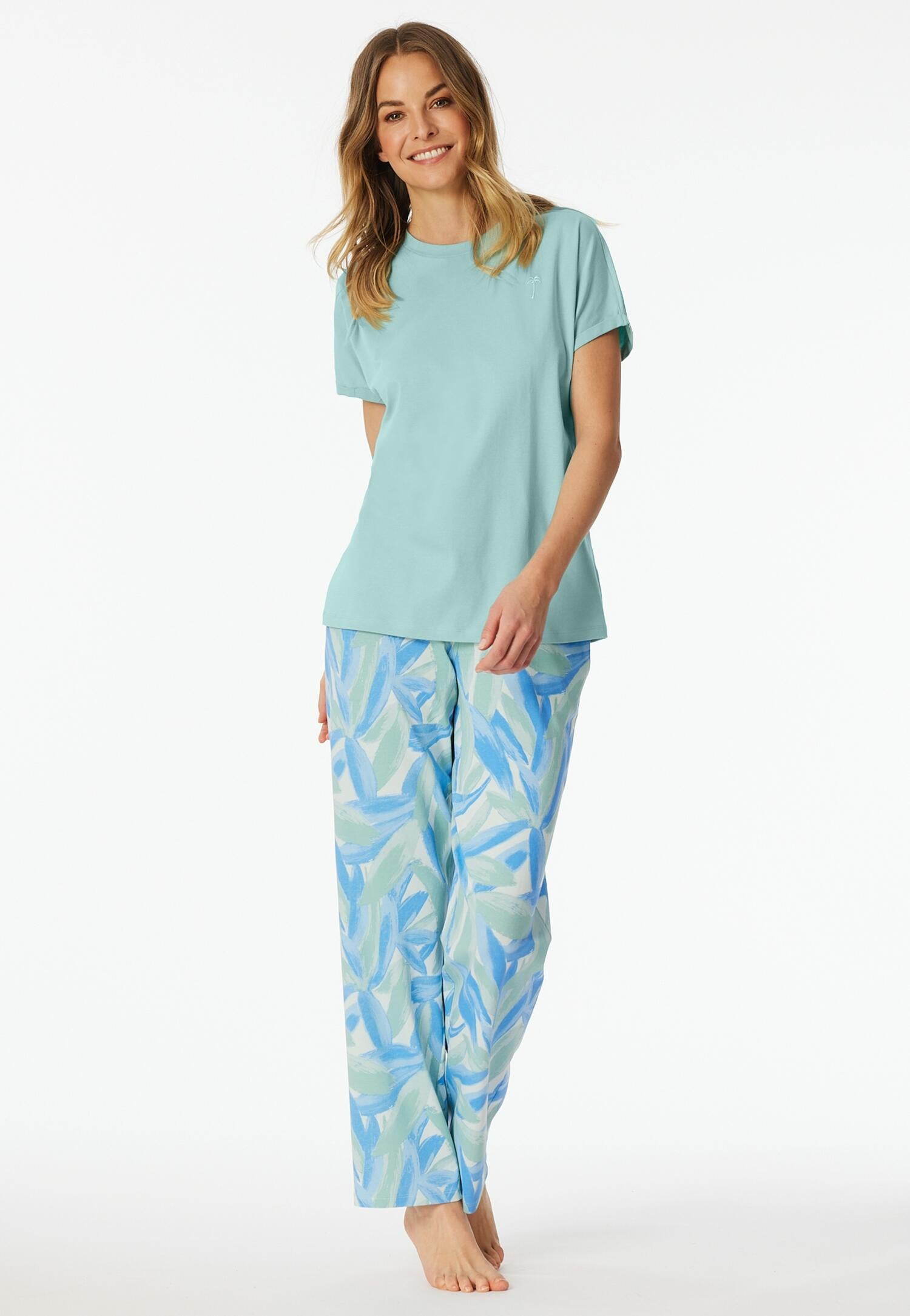 Schlafshirt aus Baumwolle - 713-jade - Blau