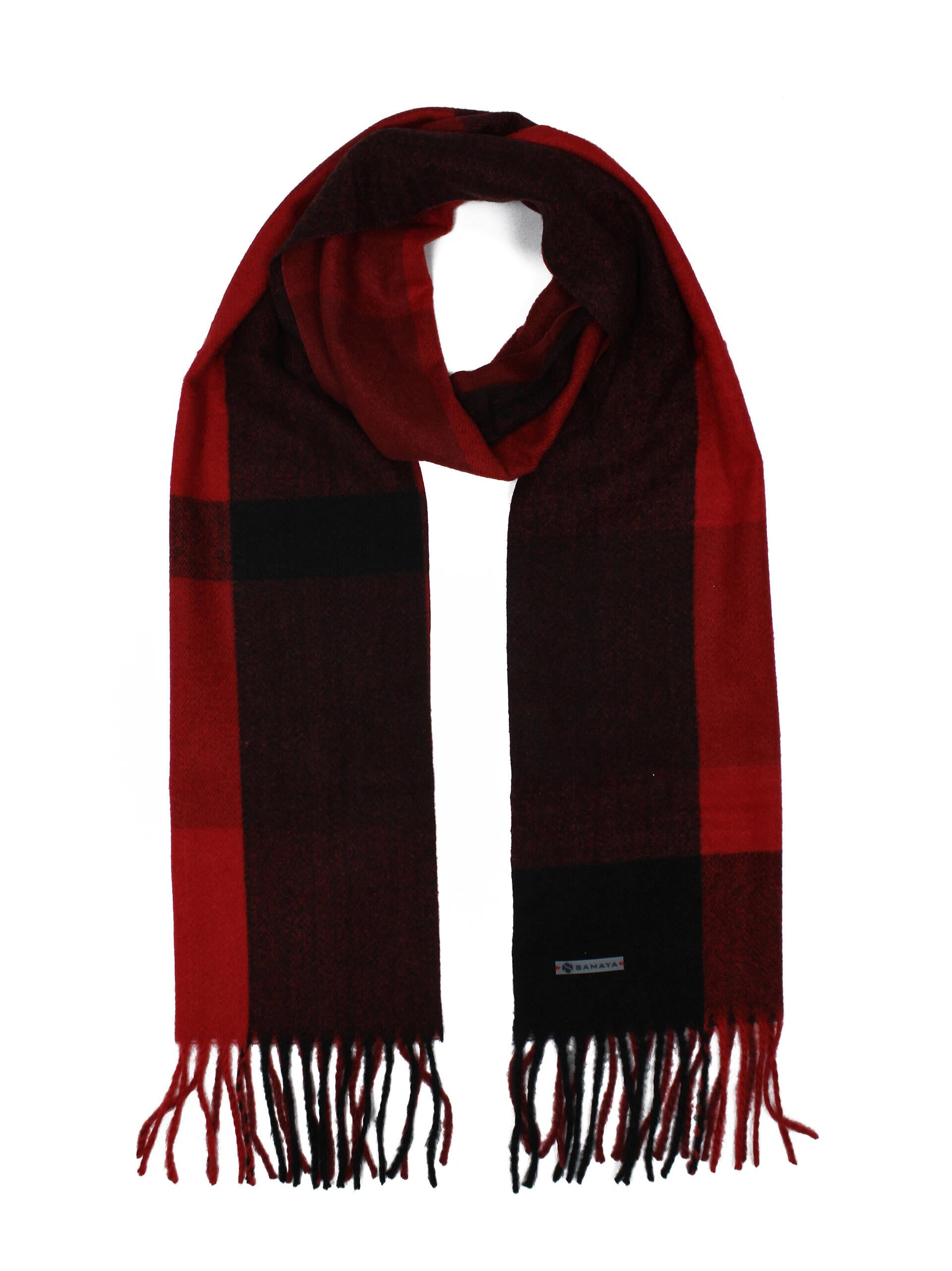 Schal kariert aus Viskosemix - 500-rot Variante - Rot