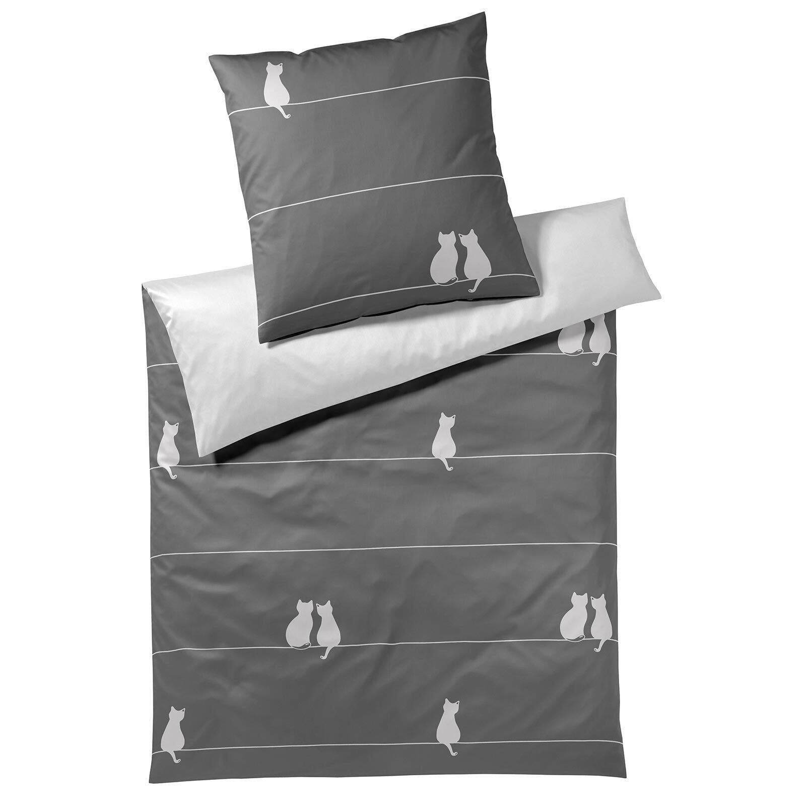 Bettbezug YOU & ME aus Mako-Satin - 000009 - Grau