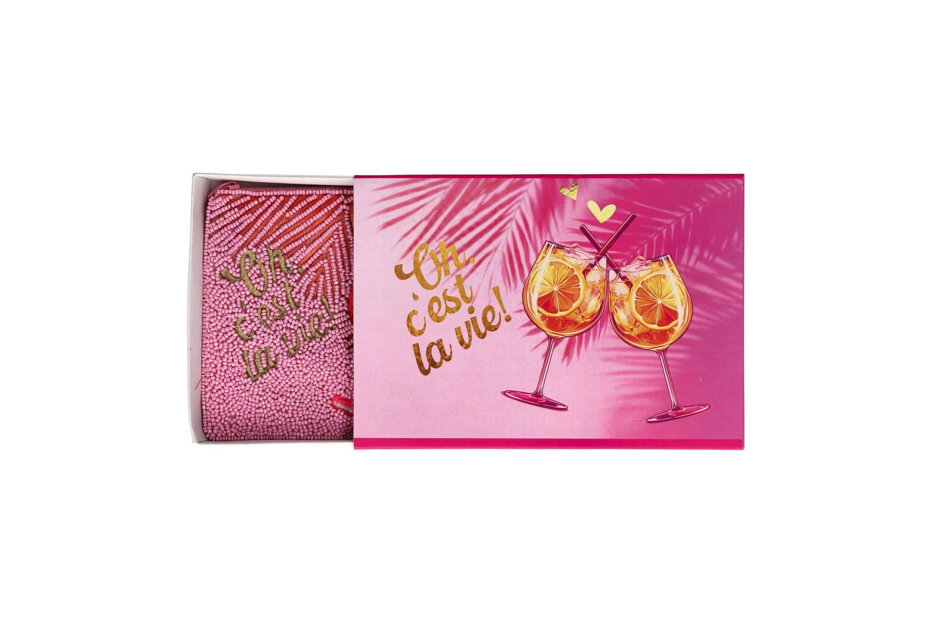 Kosmetiktasche mit Perlen OH C'EST LA VIE - pink - Pink