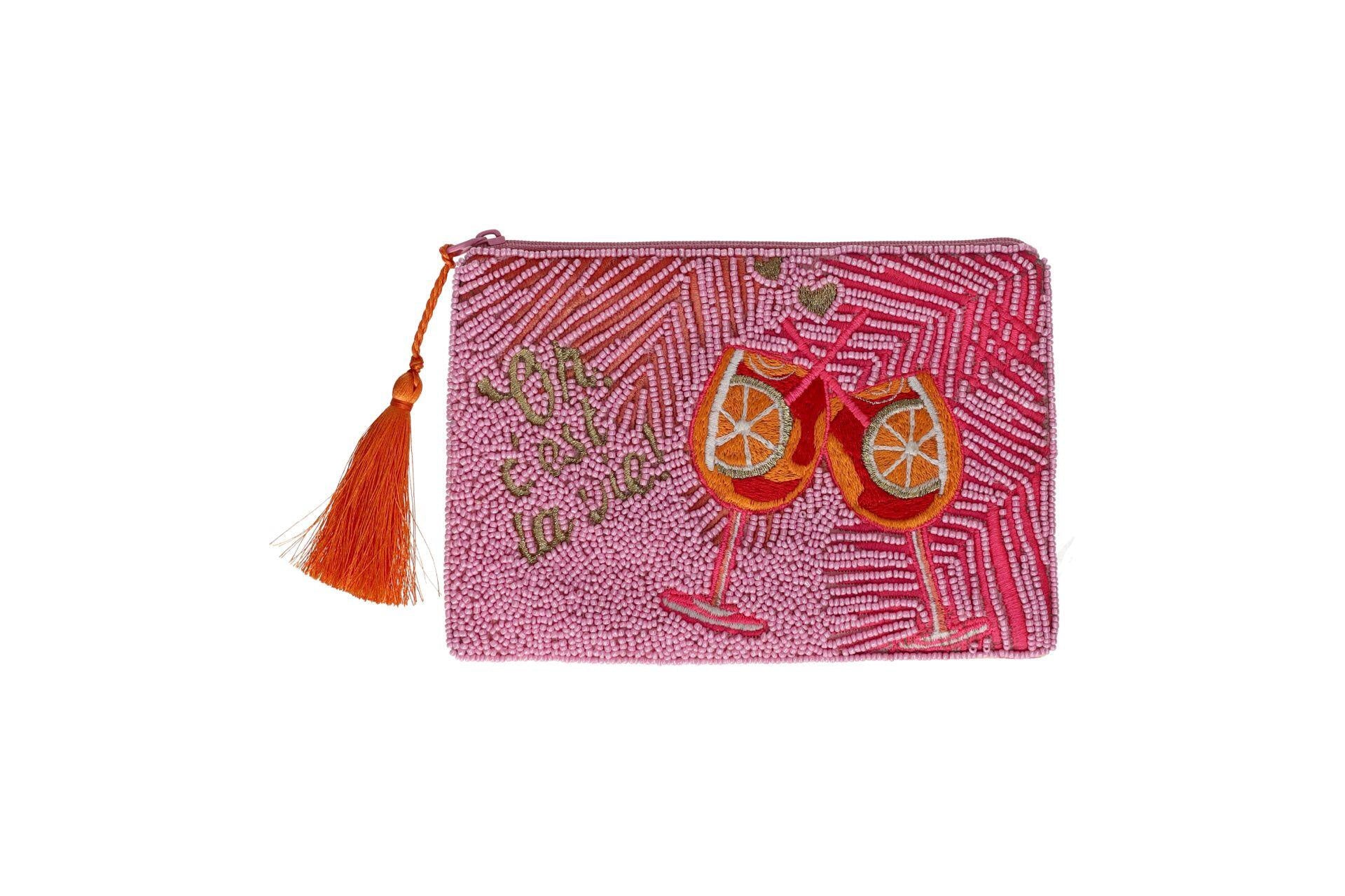 Kosmetiktasche mit Perlen OH C'EST LA VIE - pink - Pink