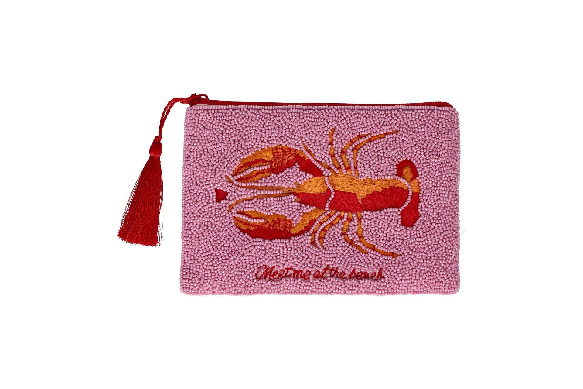 Kosmetiktasche mit Perlen LOBSTER - pink - Pink