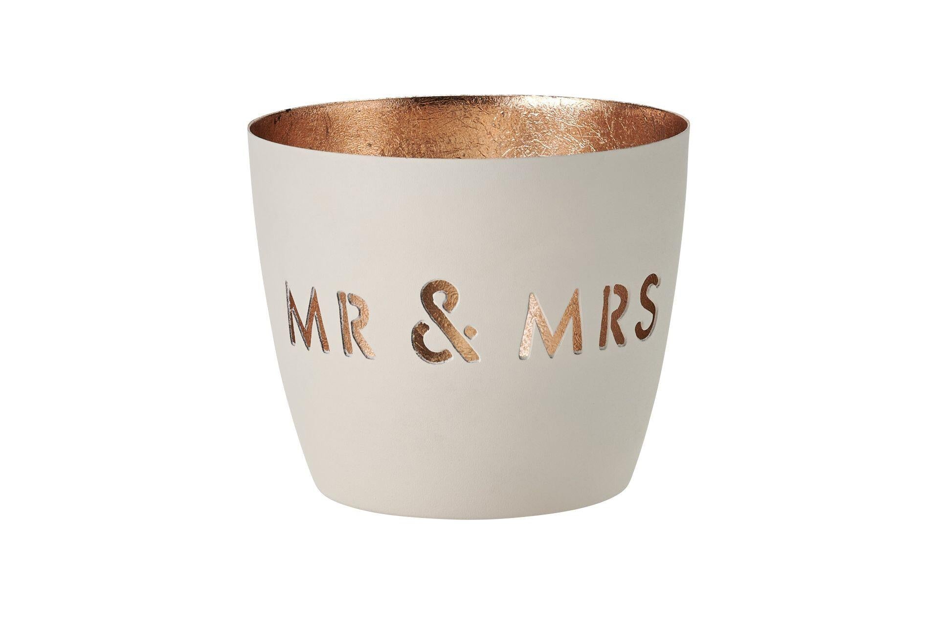 Windlicht MADRAS M - weiß/gold - Weiß