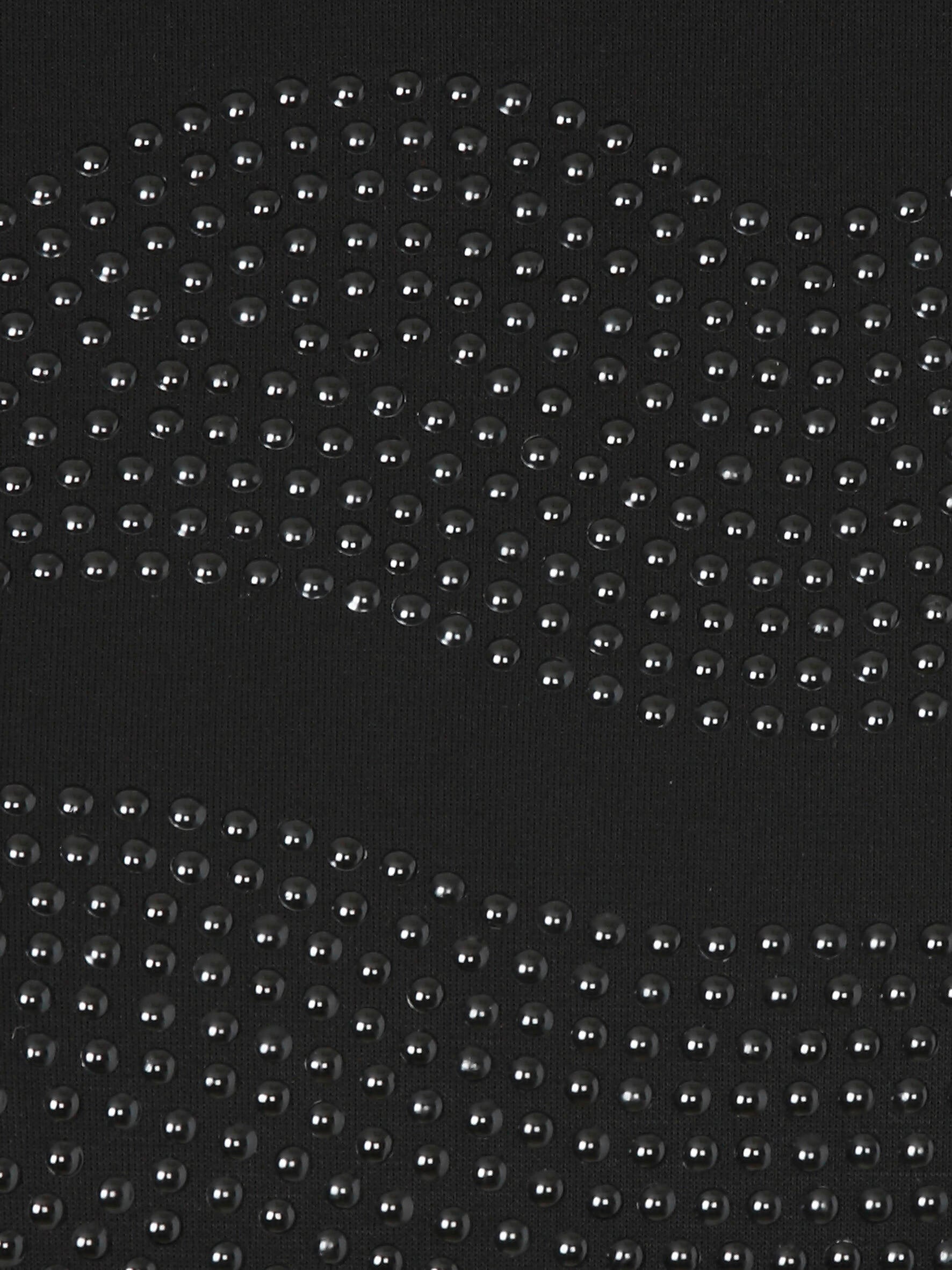 Langer Sweathoodie mit Strass-Details - 104 - Schwarz