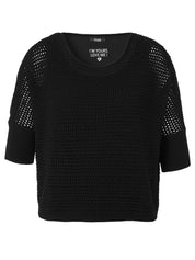 Pullover Rundhals 3/4 Arm - 104 - Schwarz