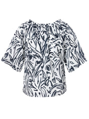 Bluse Rundhals 1/2 Arm Druck - 994814 - Weiß | Schwarz